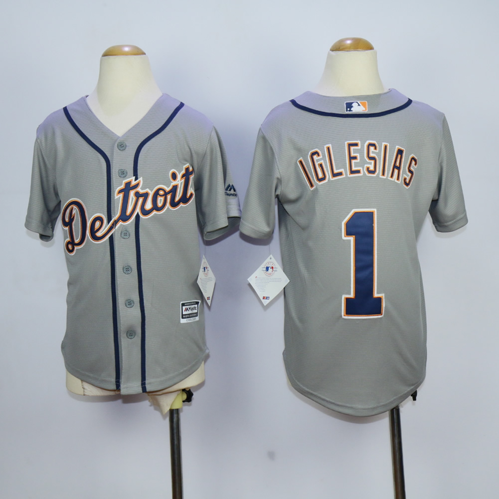 Youth Detroit Tigers #1 Iglesias Grey MLB Jerseys